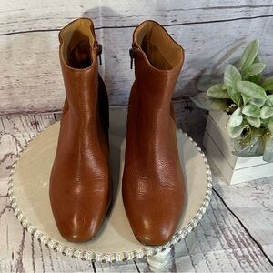 Crown Vintage Tan Caramel Cognac Leather Ankle Booties Size 7.5